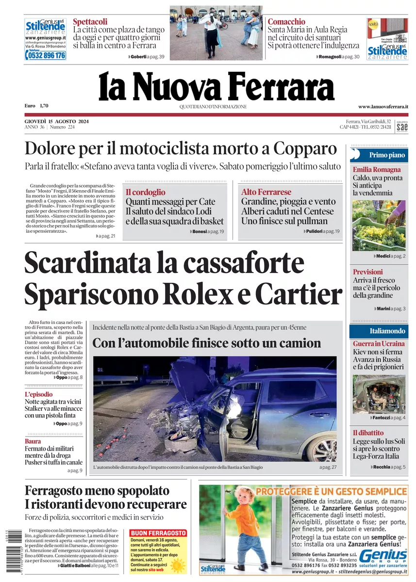 Prima-pagina-nuova ferrara-oggi-edizione-del-2024-08-15